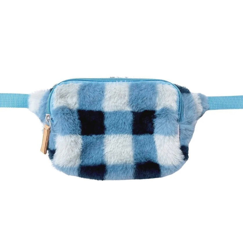 Rockahula Blue Furry Check Bum Bag
