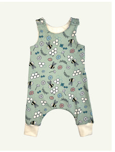 Sage green bumble bee romper