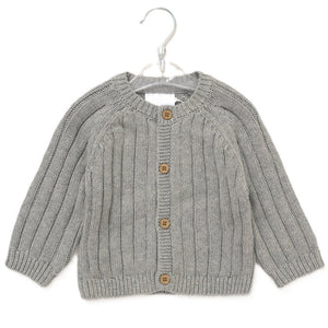 HELLO WORLD COTTON KNIT CARDIGAN