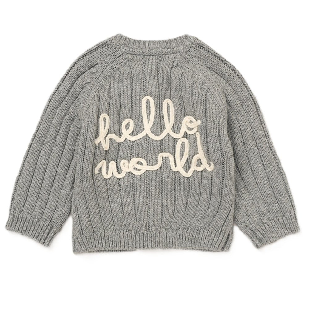 HELLO WORLD COTTON KNIT CARDIGAN