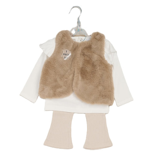 Rainbow Always Smiling Girls Faux Fur Gilet, Top And Legging