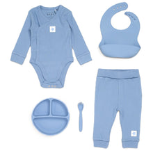 Load image into Gallery viewer, Blue Ribbed Outfit and Dinner Set Gift Set