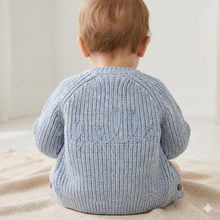 Load image into Gallery viewer, Blue Hello Cardigan