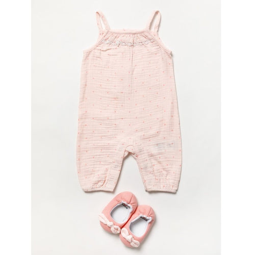 Pink Muslin Romper with Shoes