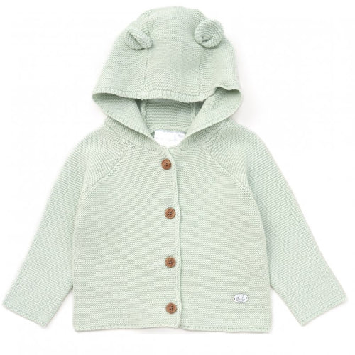 Sage Green Cotton Hooded Knitted Cardigan