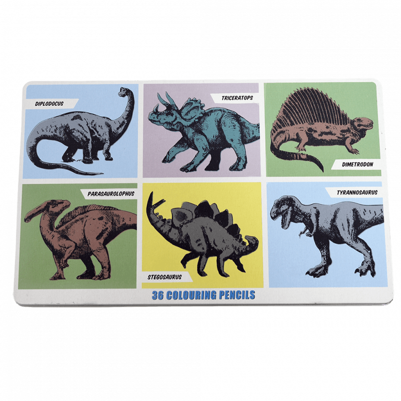 Prehistoric Land 36 Colouring Pencils In A Tin