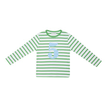 Load image into Gallery viewer, GRASS GREEN &amp; WHITE BRETON STRIPED NUMBER TSHIRT