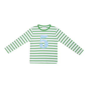 GRASS GREEN & WHITE BRETON STRIPED NUMBER TSHIRT