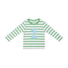 Load image into Gallery viewer, GRASS GREEN &amp; WHITE BRETON STRIPED NUMBER TSHIRT