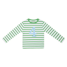 Load image into Gallery viewer, GRASS GREEN &amp; WHITE BRETON STRIPED NUMBER TSHIRT