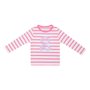 HOT PINK & WHITE BRETON STRIPED NUMBER T-SHIRT