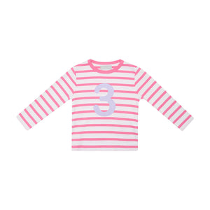 HOT PINK & WHITE BRETON STRIPED NUMBER T-SHIRT