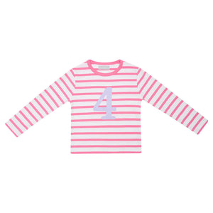 HOT PINK & WHITE BRETON STRIPED NUMBER T-SHIRT