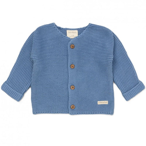Organic cotton knit cardigan dusky blue