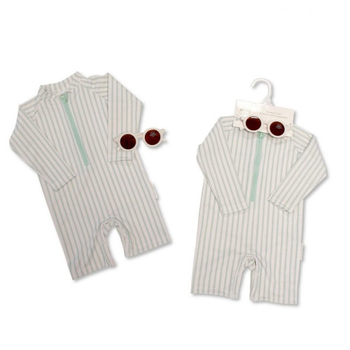 Sage Zip Up Swimsuit and Glasses