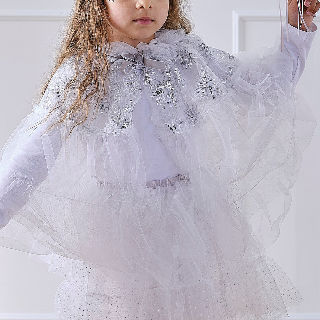 Little Rays White & Silver Sparkle Fairy Princess Costume Cape