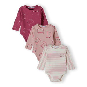Ribbed 3 Pack Pink  Bodysuit
