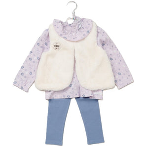 Faux fur gillet top and legging set