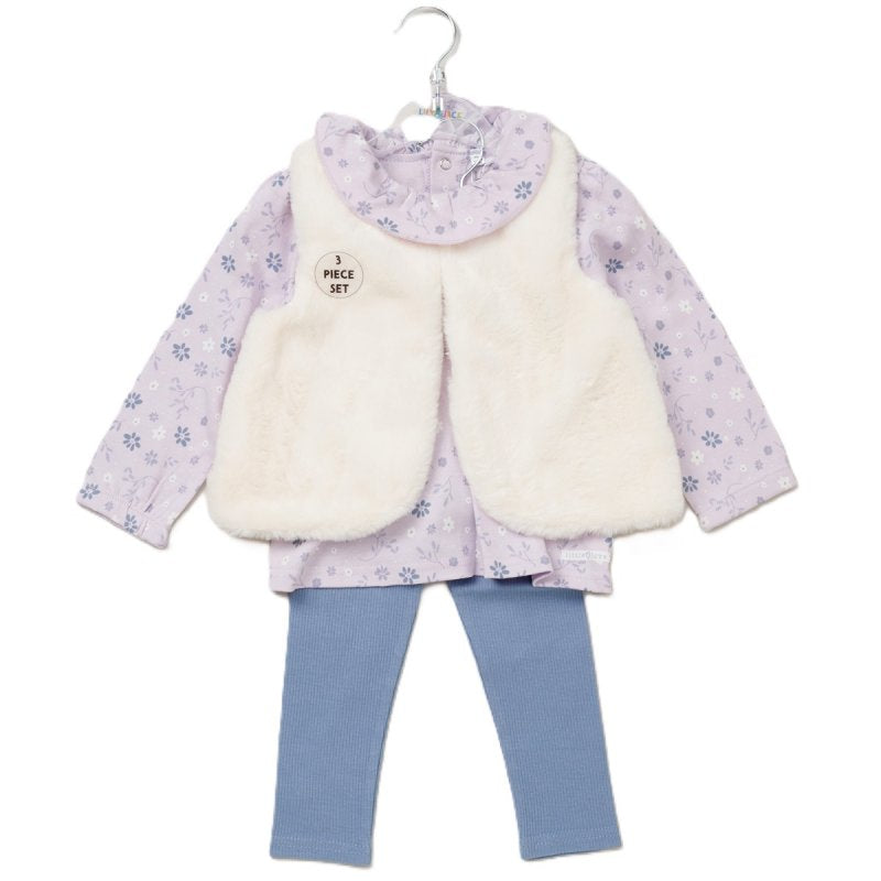 Faux fur gillet top and legging set