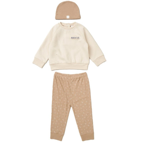 Beige Sweatshirt, Joggers and Hat Set