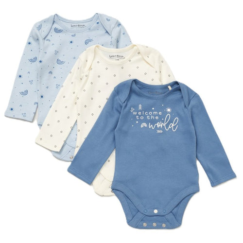BABY BOYS ORGANIC COTTON 3 PACK BODYSUITS