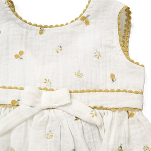 BABY GIRLS MUSLIN FLORAL FABRIC DRESS & PANT SET