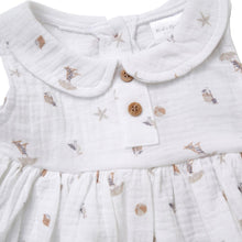Load image into Gallery viewer, BABY GIRLS BEACH MUSLIN FABRIC DRESS &amp; HAT SET