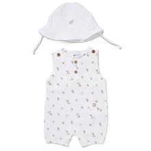 Load image into Gallery viewer, BABY FUN IN THE SUN UNISEX MUSLIN FABRIC ROMPER &amp; HAT