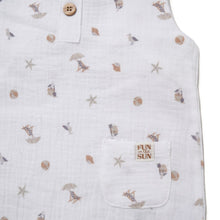 Load image into Gallery viewer, BABY FUN IN THE SUN UNISEX MUSLIN FABRIC ROMPER &amp; HAT