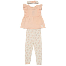 Load image into Gallery viewer, PEACH MUSLIN FABRIC TOP, LEGGINGS &amp; HEADBAND OUTFIT