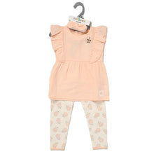 Load image into Gallery viewer, PEACH MUSLIN FABRIC TOP, LEGGINGS &amp; HEADBAND OUTFIT