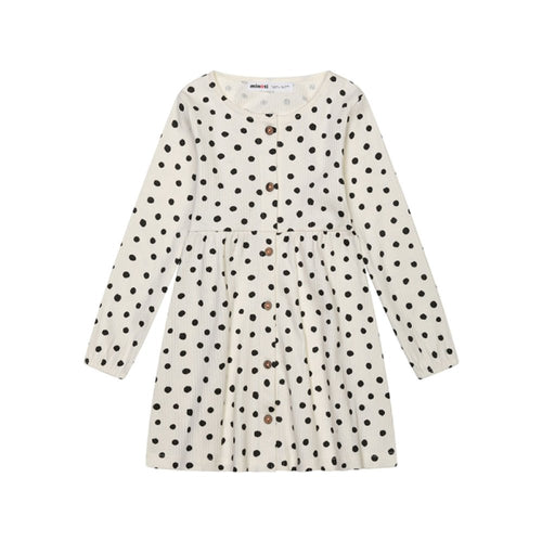 RIB BLACK AND WHITE MONOCHROME SPOT DRESS