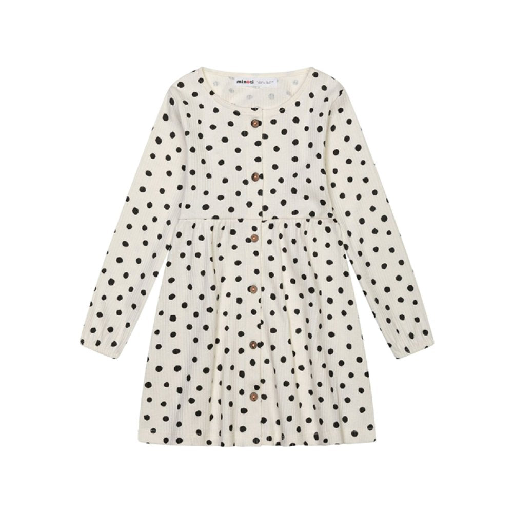 RIB BLACK AND WHITE MONOCHROME SPOT DRESS