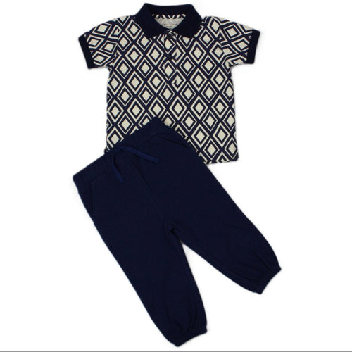 Diamond Pattern T Shirt and Jogger Set
