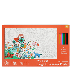 Large Colouring Poster with Pencils - On The Farm