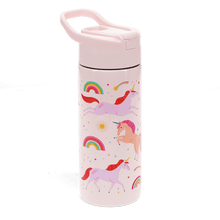 Load image into Gallery viewer, Children&#39;s water bottle - Unicorn (stainless steel with straw, 500ml)