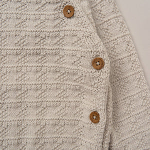 Beige Knitted Textured Button Outfit
