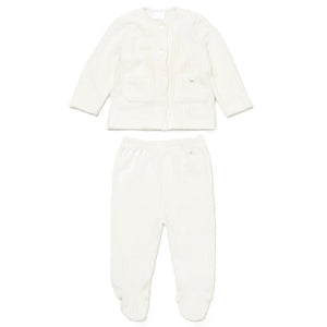 Cream Ribbed Soft Velour Outfit