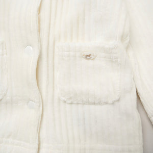 Cream Ribbed Soft Velour Outfit