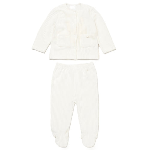 Cream Ribbed Soft Velour Outfit