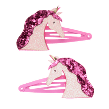 Load image into Gallery viewer, Pink Glitter Unicorn Clips