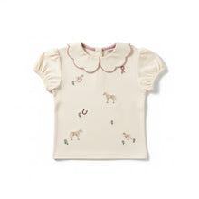 Load image into Gallery viewer, Embroidered Pony Puff Sleeve Top