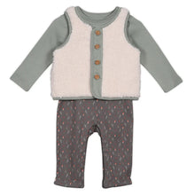 Load image into Gallery viewer, Sprig Dungaree Set With Cream Gilet