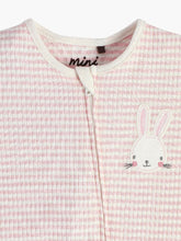 Load image into Gallery viewer, Baby Girls Bunny Applique Pink Stripe Sleepsuit