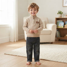 Load image into Gallery viewer, Beige Teddy Quarter Zip Jumper And  Jeans Set