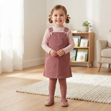 Load image into Gallery viewer, Pink Pinafore Dress With Heart pockets