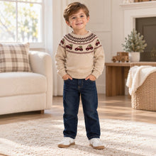 Load image into Gallery viewer, Beige Fair isle Truck Knitted Jumper And Jeans Set