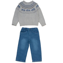 Load image into Gallery viewer, Grey Car Knit Jumper And Jeans Set