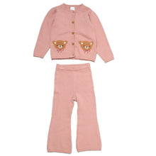 Load image into Gallery viewer, Pink Knit Teddy Cardigan And Trouser Set
