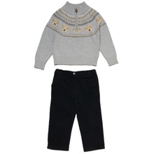 Load image into Gallery viewer, Grey Teddy Quarter Zip Jumper And Trouser Set